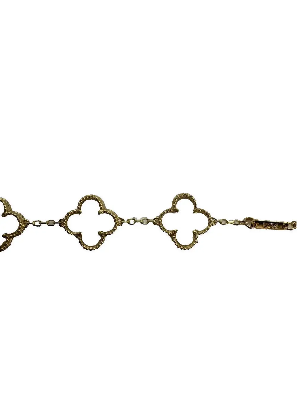 (RB) Clover Four Leaf Gold Tone Mother of Pearl Bracelet Designer Inspired
